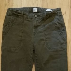 Gap olive army green jeans ankle crop pants 2 reg